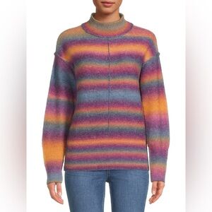 beachlunchlounge Multicolor Striped Mock Neck Sweater